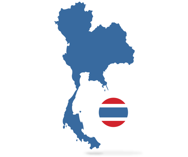 Map of Thailand with the Thai flag